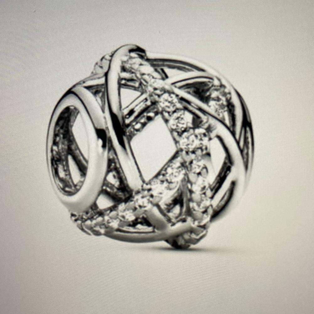 Pandora Sparkling Lines Openwork Charm , New . - image 1